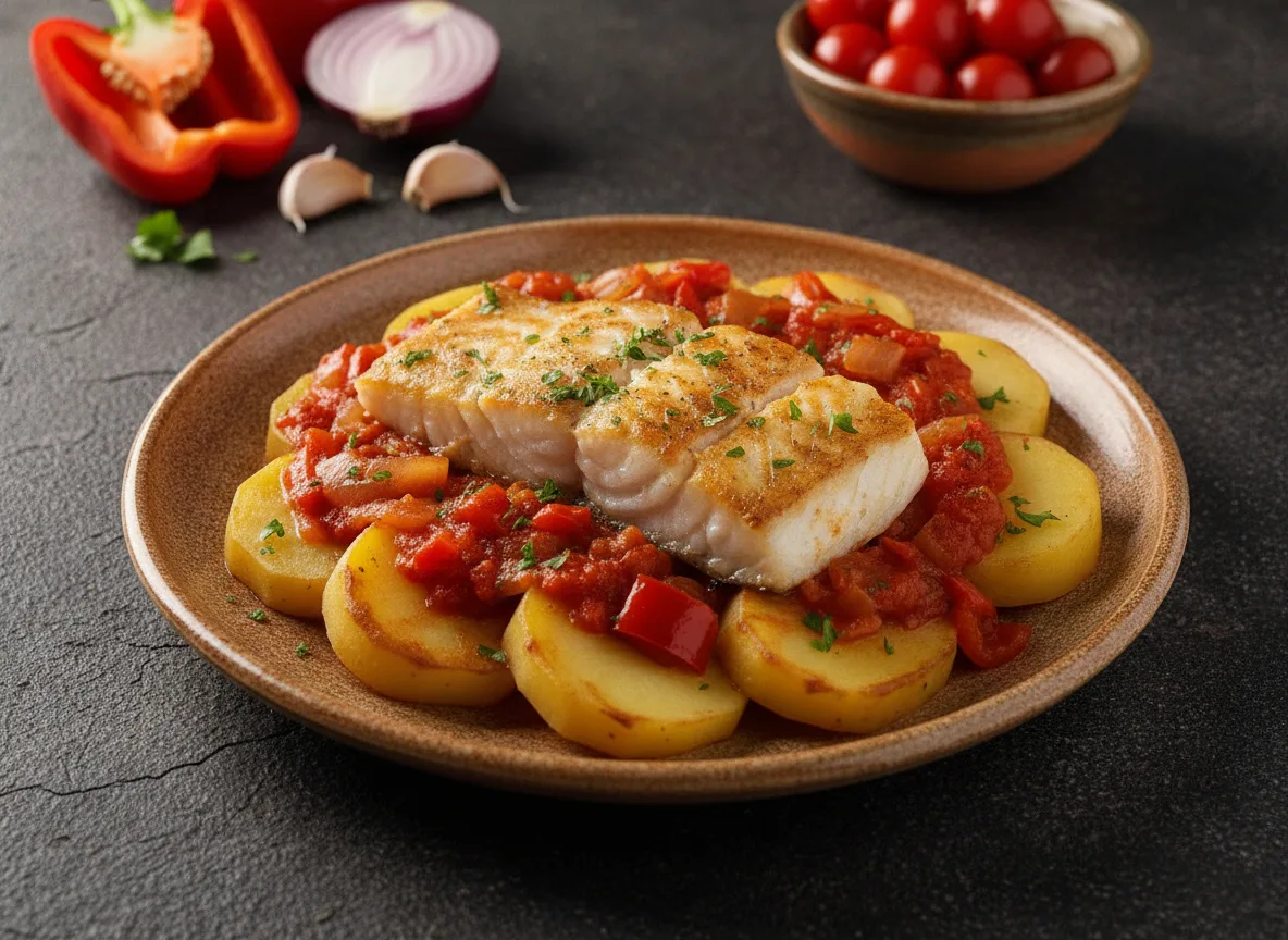 Bacalao con tomate y patata