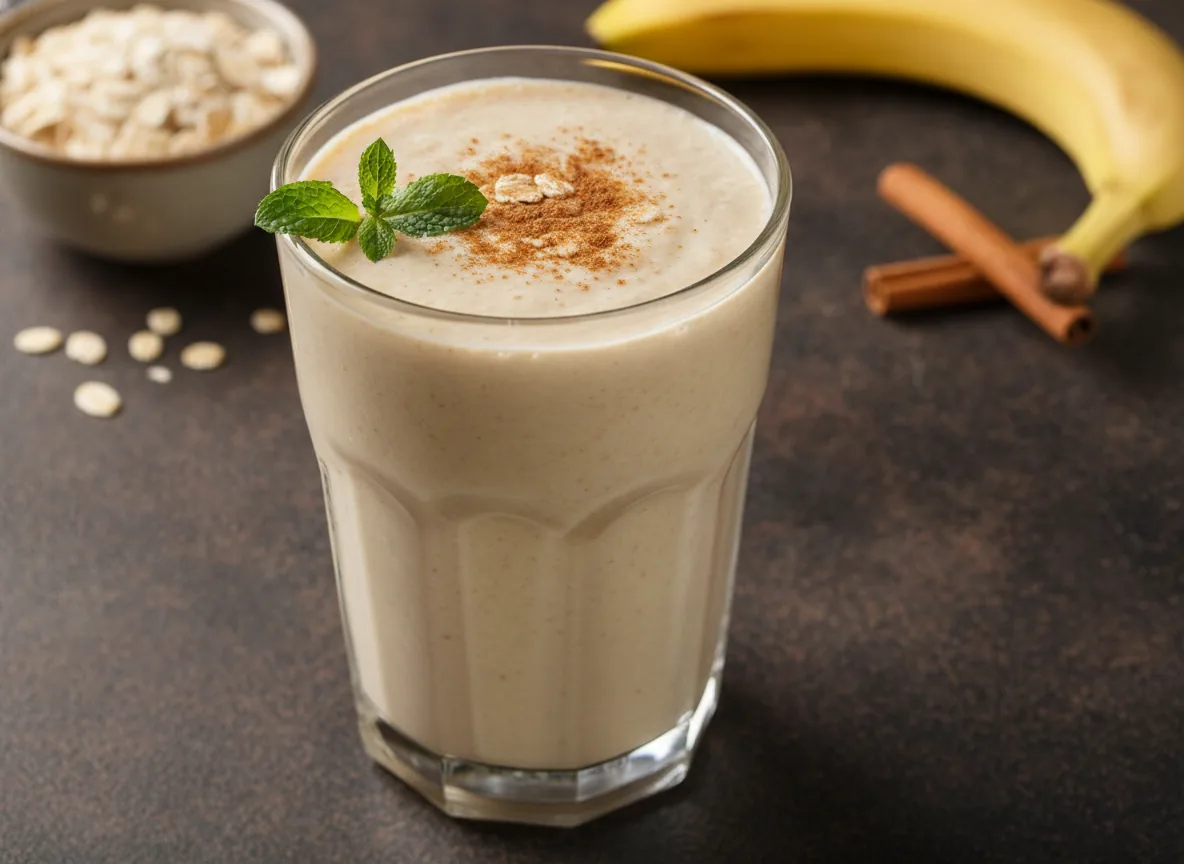 Batido de plátano, avena y canela