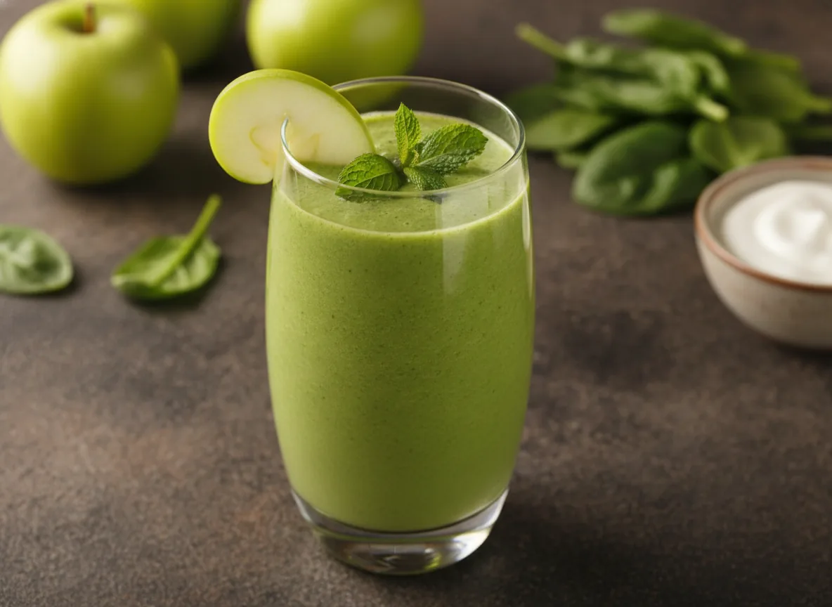 Batido verde de espinacas, manzana y yogur