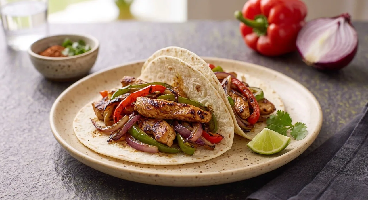 Fajitas con pollo y aguacate