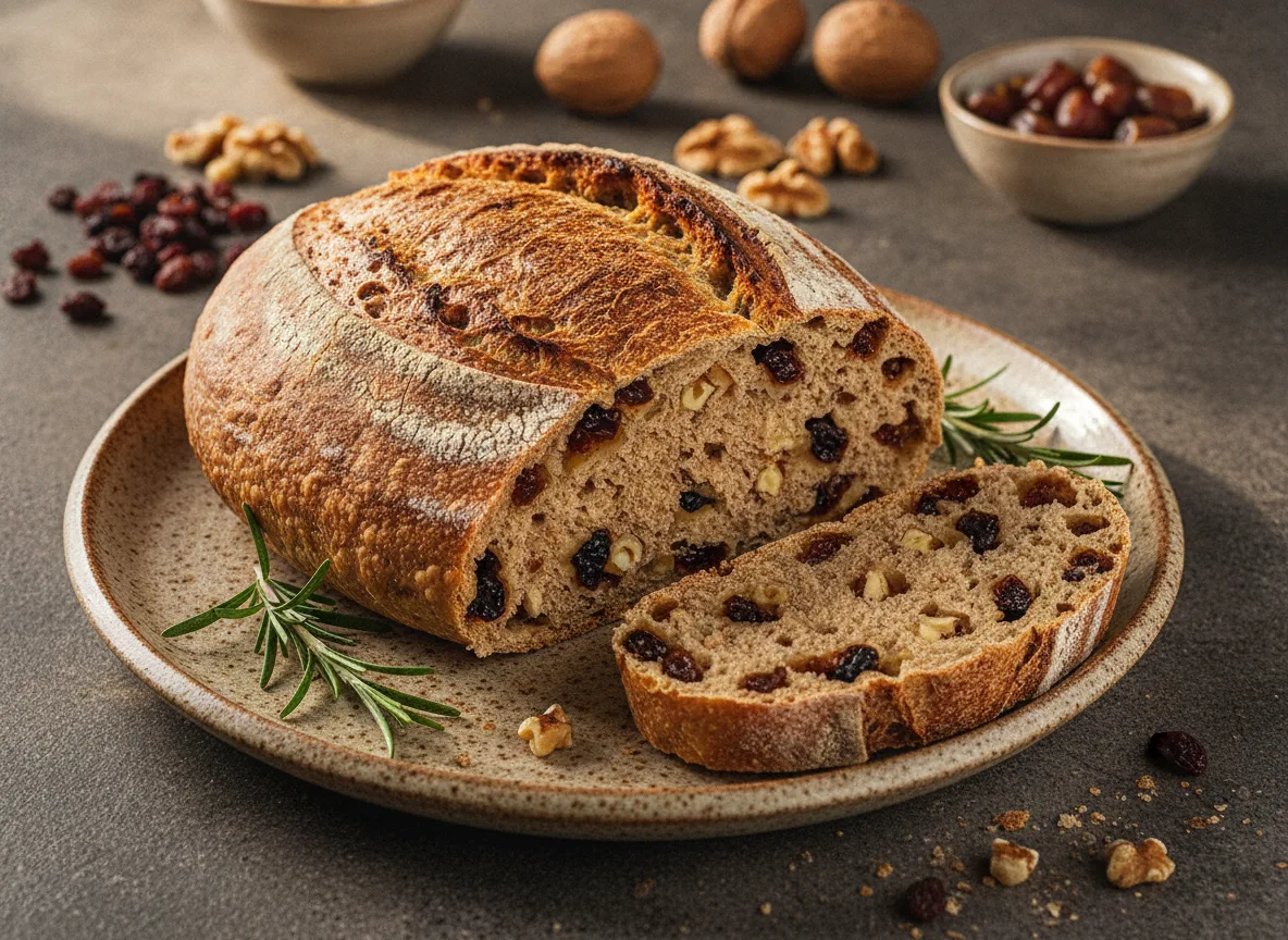Pan de pasas y nueces endulzado con dátil