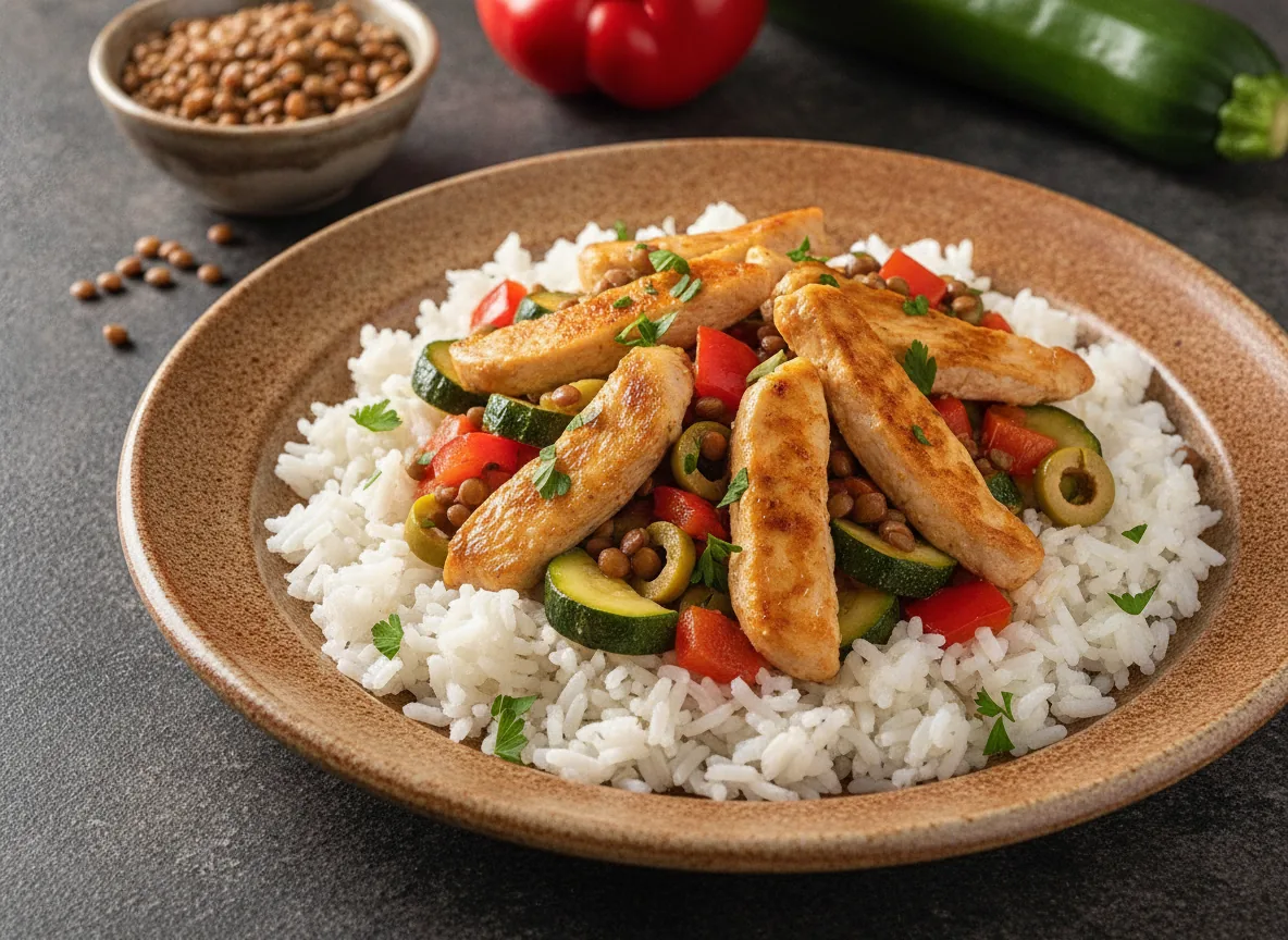 Pollo con arroz y verduritas