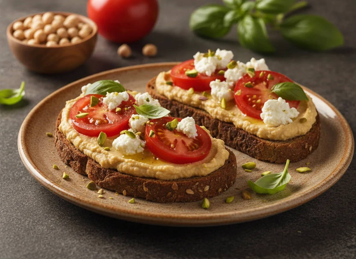 Tostadas con hummus de garbanzo