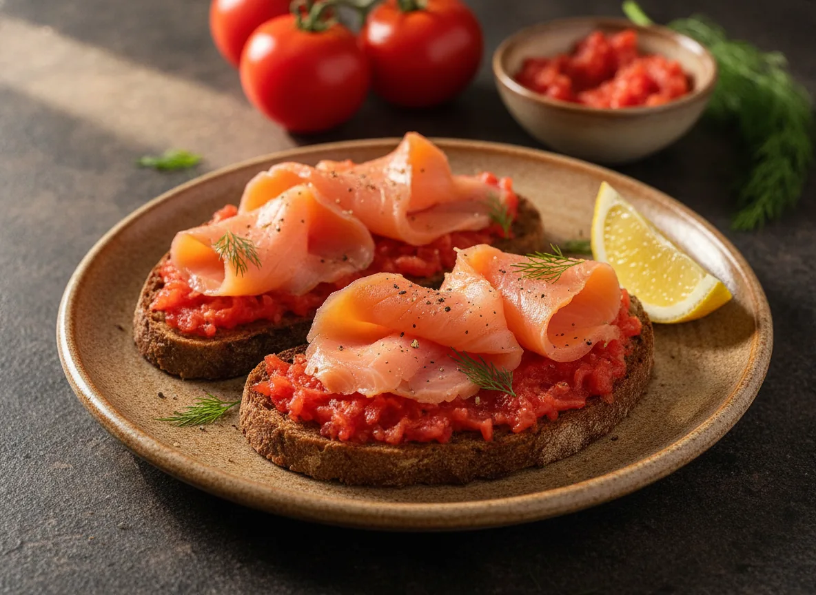 Tostadas con salmón ahumado