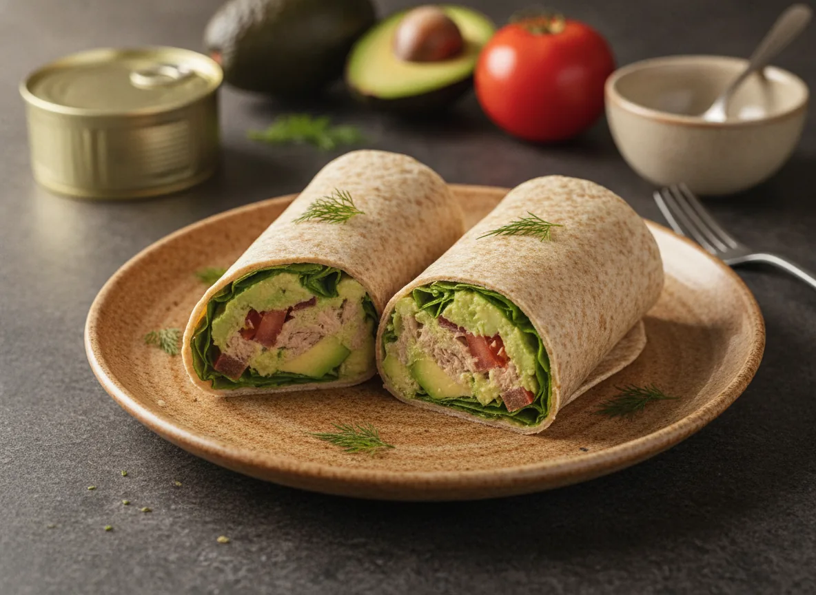 Wrap de atún, aguacate y tomate