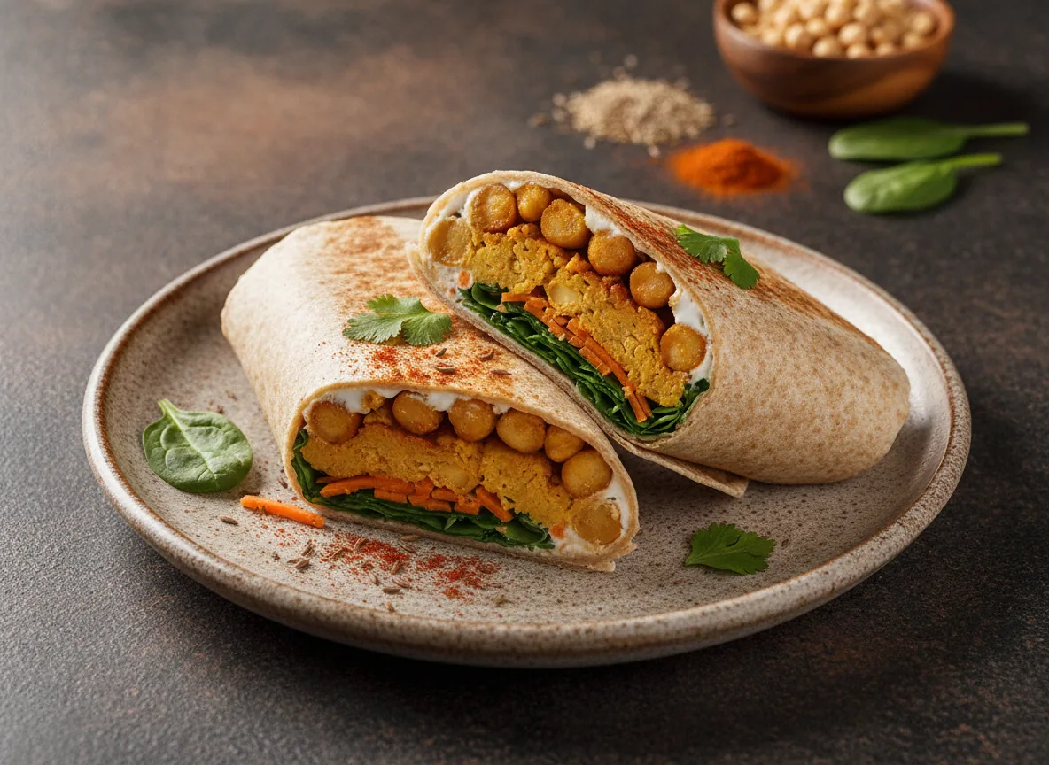 Wrap de garbanzos especiados con yogur